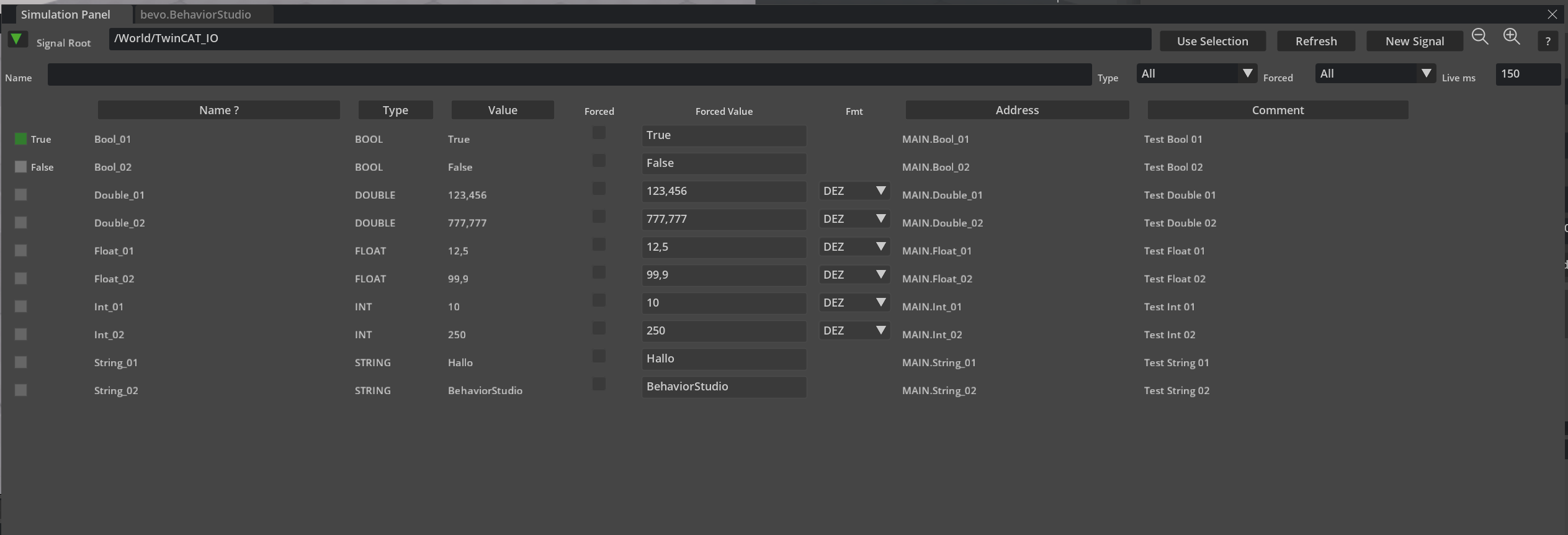 Simulation Panel – Screenshot der USD Composer Extension