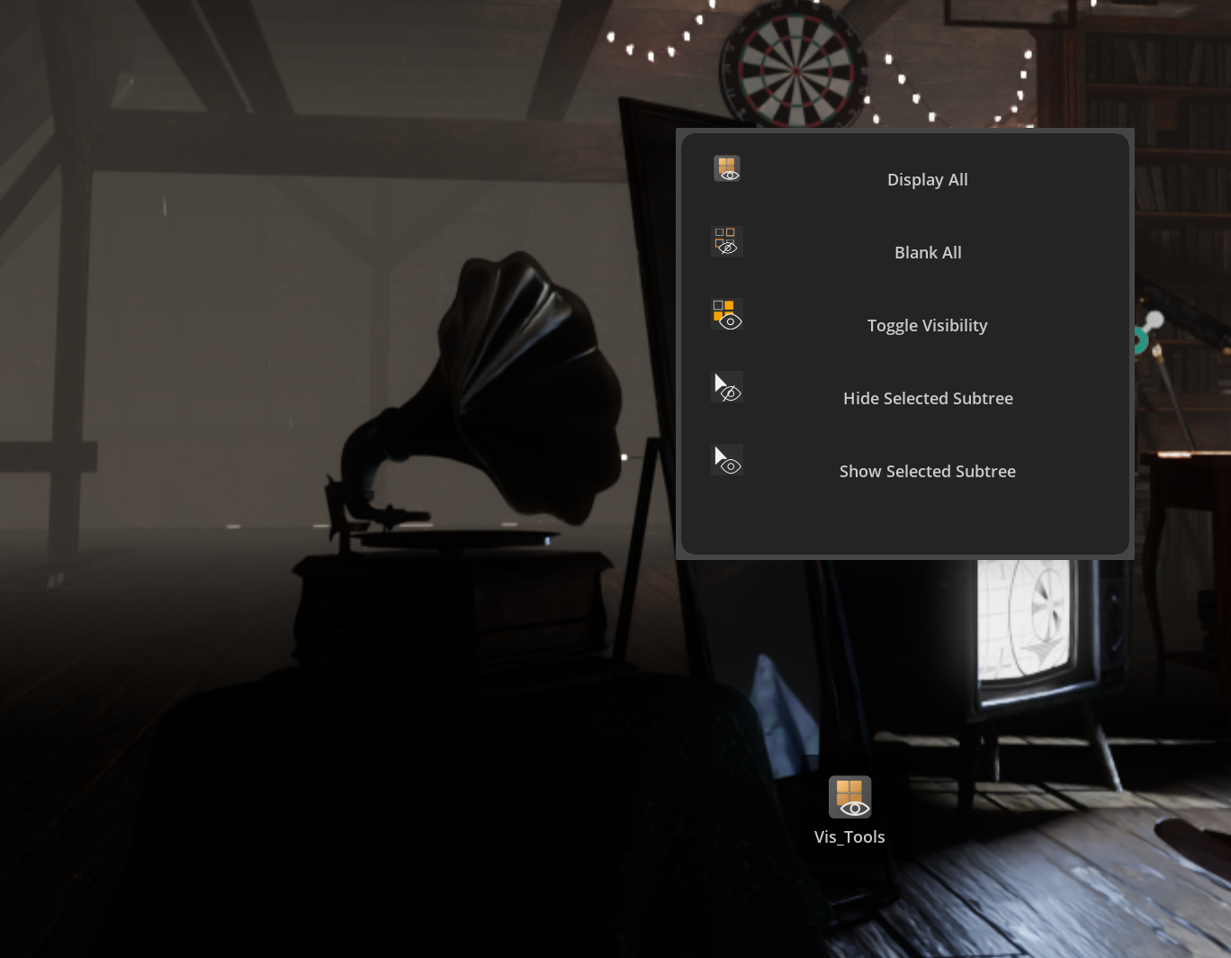 Visibility Tools – Screenshot der USD Composer Extension