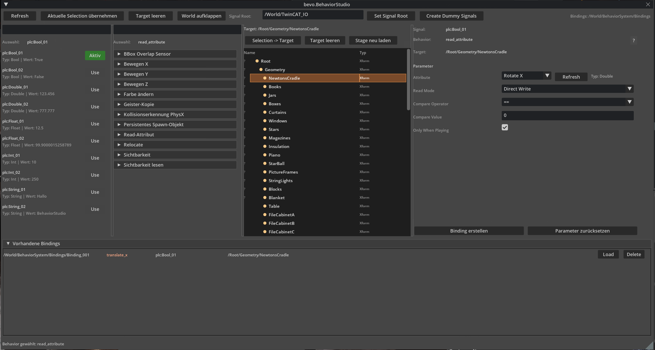 BehaviorStudio – Screenshot der USD Composer Extension