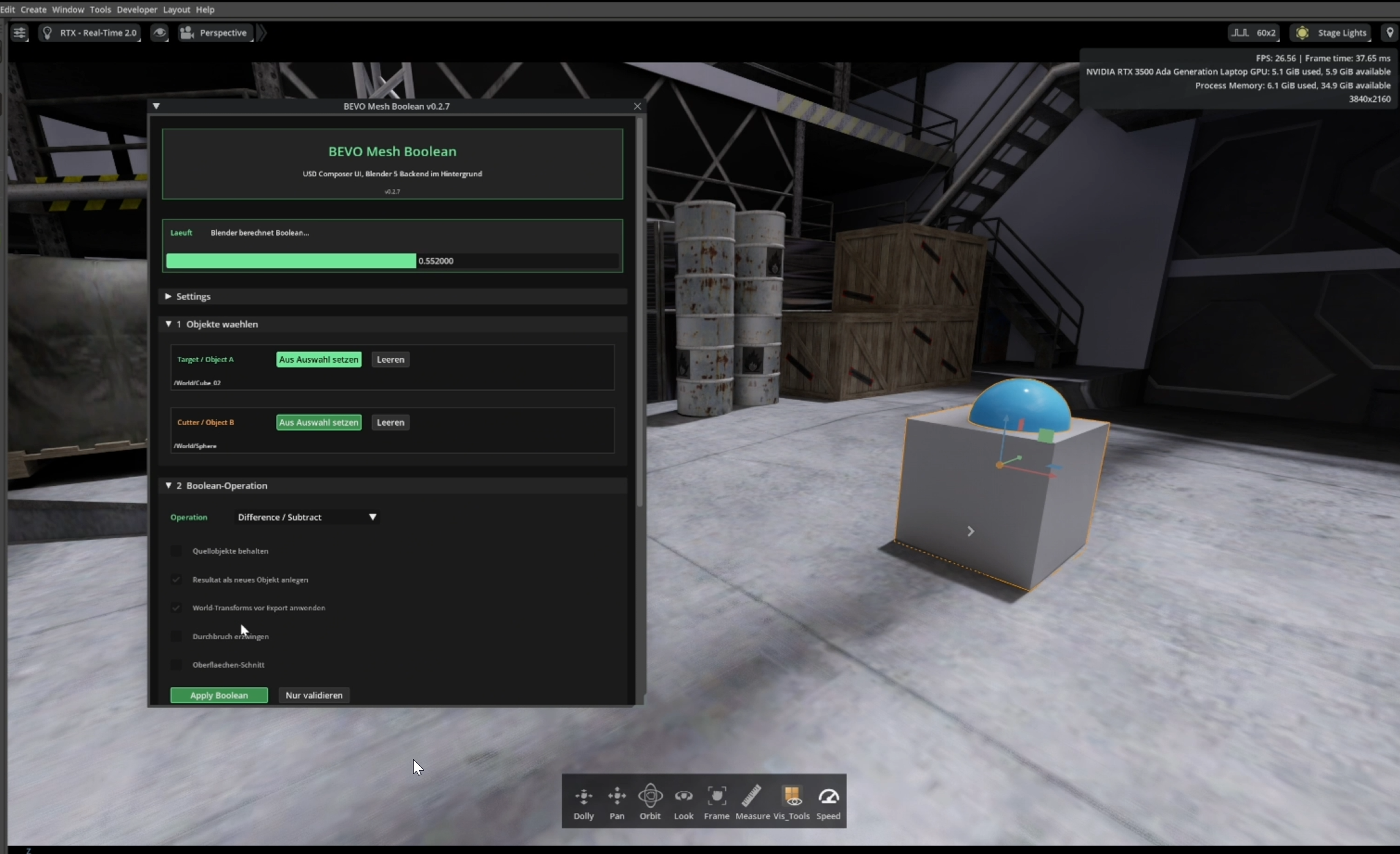 3D simple Mesh Modeling – Screenshot der USD Composer Extension