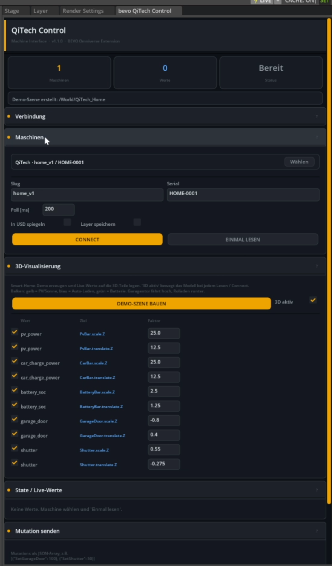 QiTech Control Connection – Screenshot 2
