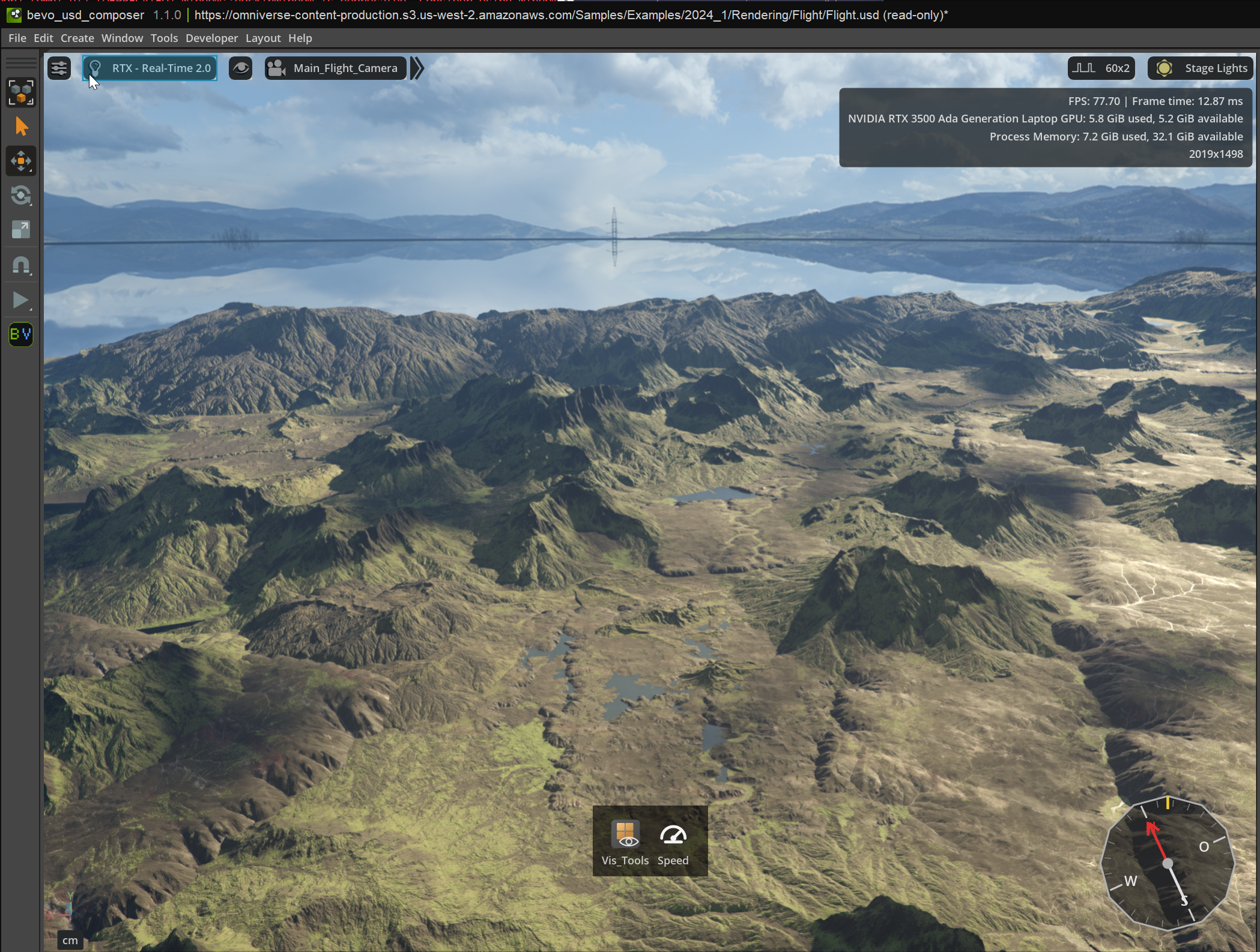 Compass – Screenshot der USD Composer Extension