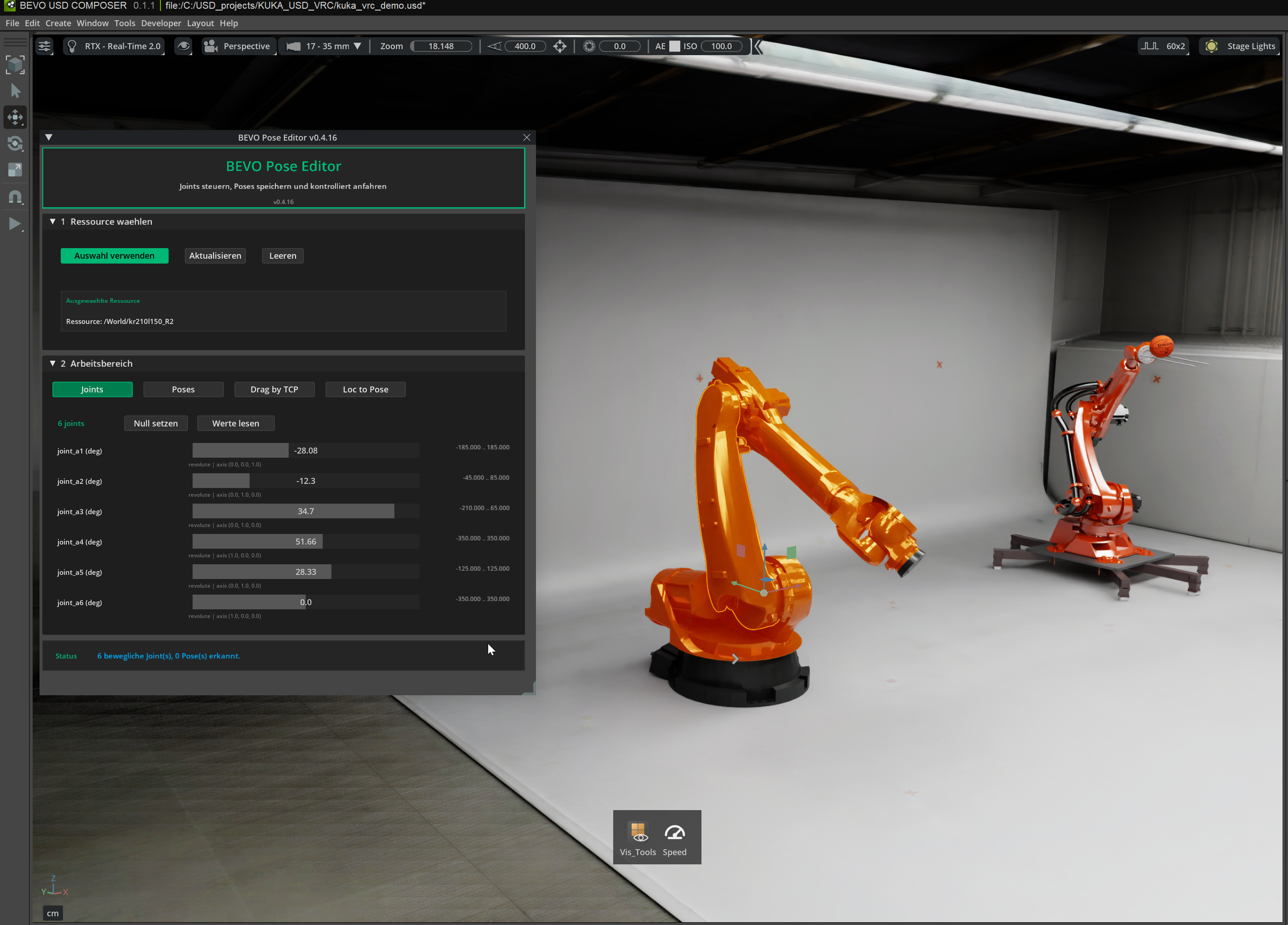 Pose Editor – Simulation Extension auf Basis von NVIDIA Kit