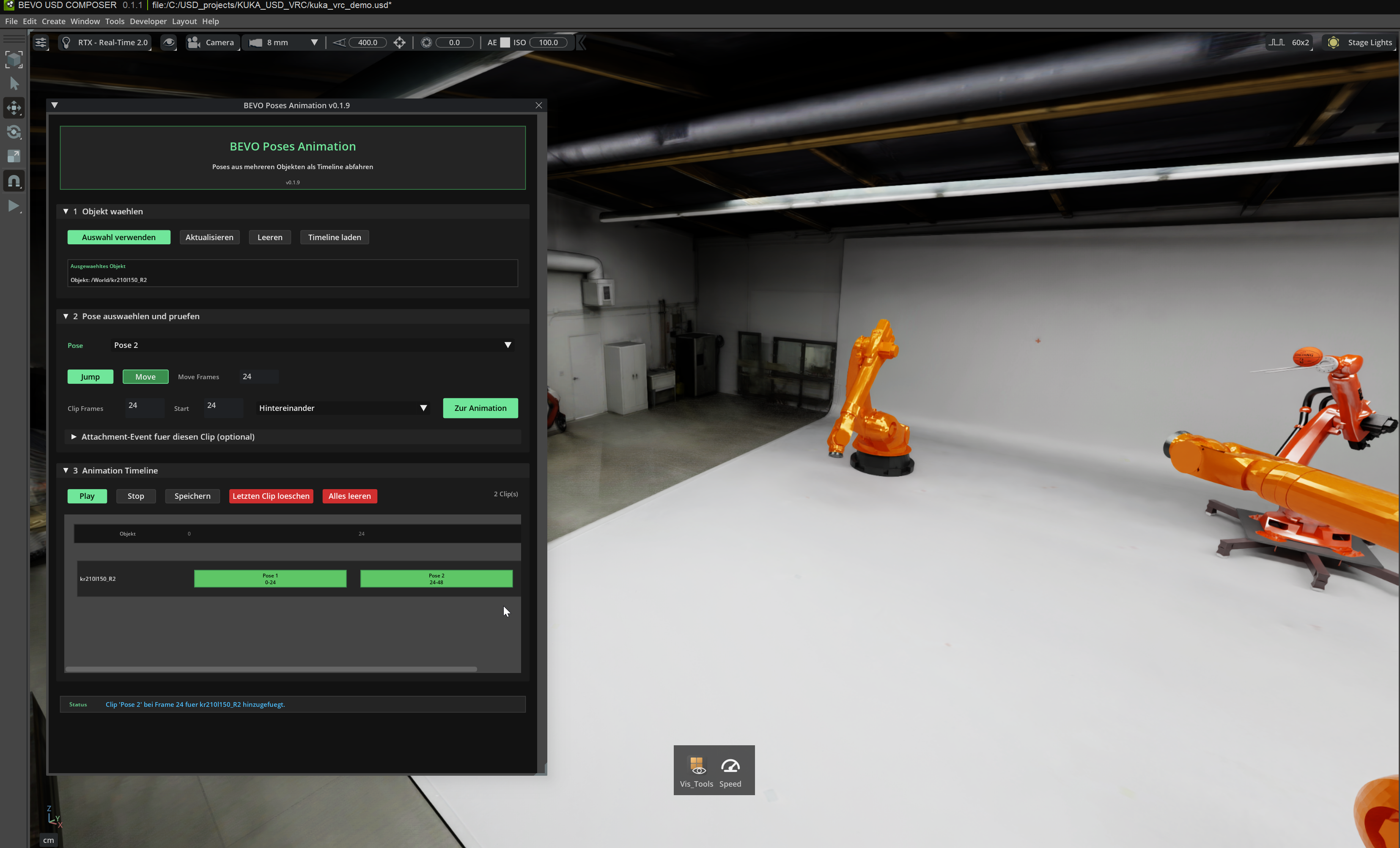 Pose Animation – Automation Extension auf Basis von NVIDIA Kit